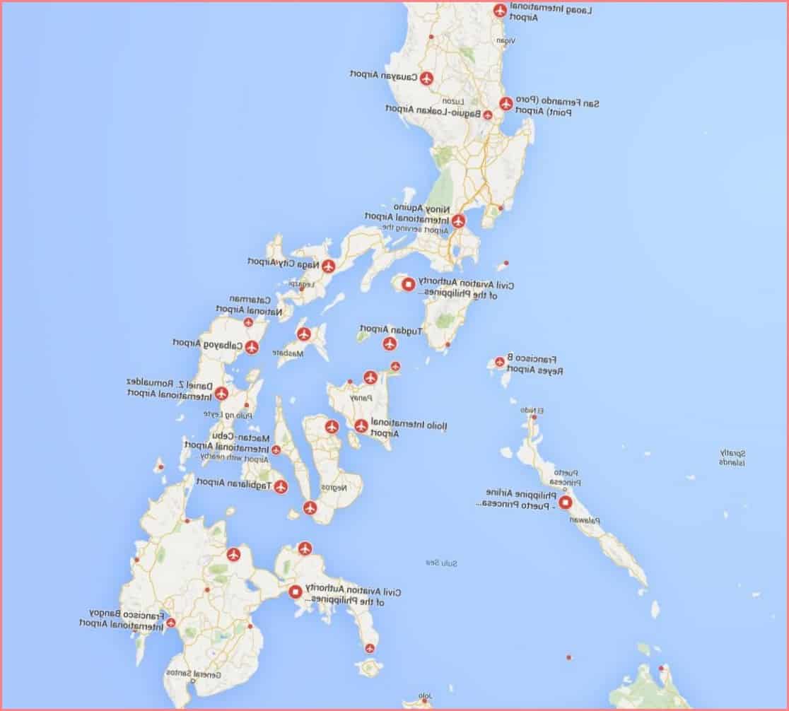Аэропорты Филиппин на карте - Международные аэропорты Филиппин на карте  (Юго-Восточная Азия - Азия)